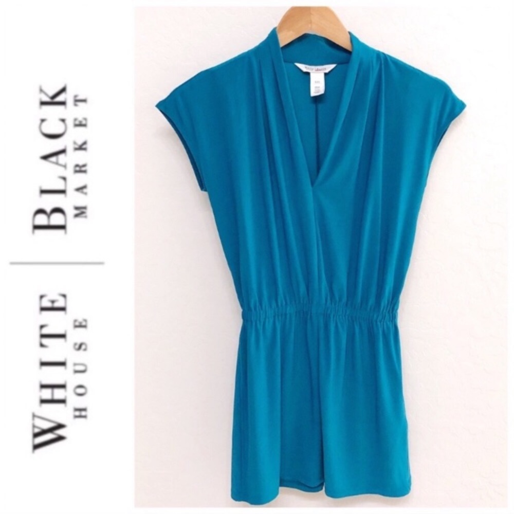 White House Black Market Teal Blouson Mini Dress